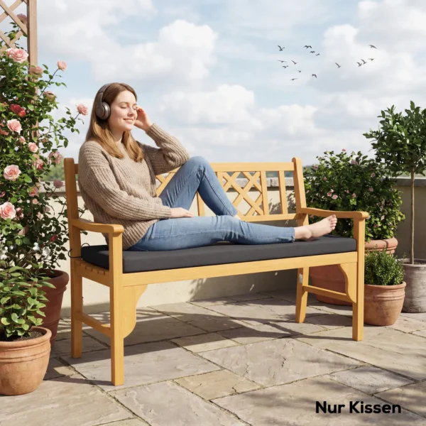 Waterafstotend Bankkussen, Buitenzitkussen Met Afneembare Hoes En Bevestigingsbanden Voor Tuin En Terras, 110 X 46 Cm, Donkergrijs