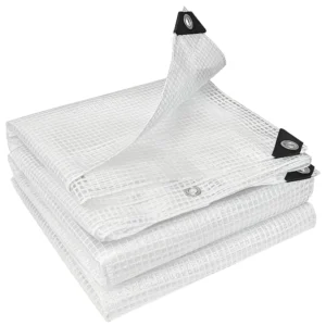 Waterdichte Afdekzeil 4 X 6 M 140g/m² Geweven Zeil Robuuste Scheurbestendige UV stabiele Beschermzeil Met Versterkte Ogen Wit