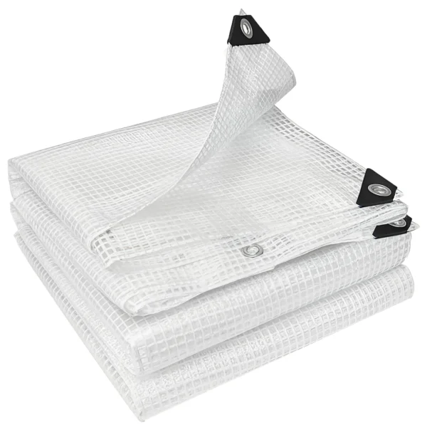 Waterdichte Afdekzeil 4 X 6 M 140g/m² Geweven Zeil Robuuste Scheurbestendige UV stabiele Beschermzeil Met Versterkte Ogen Wit