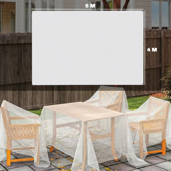 Waterdichte Afdekzeil 4 X 6 M 140g/m² Geweven Zeil Robuuste Scheurbestendige UV stabiele Beschermzeil Met Versterkte Ogen Wit