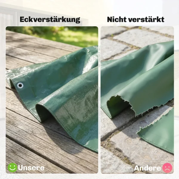 Waterdichte Afdekzeil 4 X 6 M 90g/m² Geweven Zeil Scheurbestendig UV stabiel Met Versterkte Ogen UV stabiel Groen