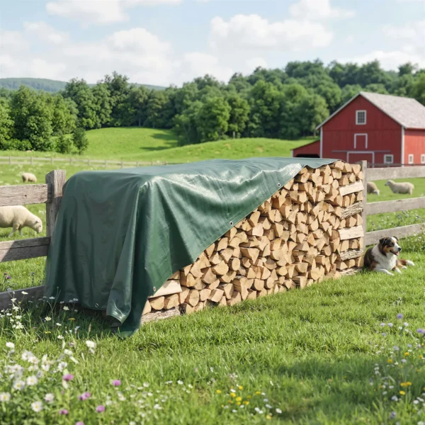 Waterdichte Afdekzeil 4 X 6 M 90g/m² Geweven Zeil Scheurbestendig UV stabiel Met Versterkte Ogen UV stabiel Groen