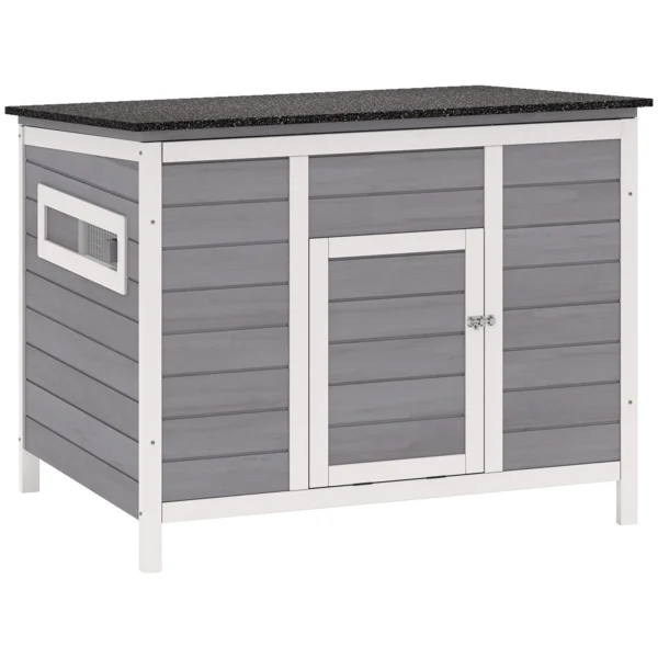 Weerbestendig Eendenhok Van Hout Met Uitneembare Vloer, Schuifraam, Opklapbaar Asfaltdak 93x70x72cm Grijs