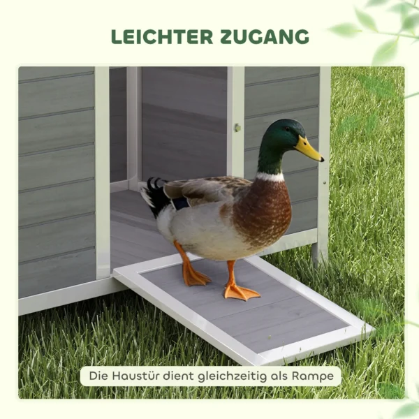 Weerbestendig Eendenhok Van Hout Met Uitneembare Vloer, Schuifraam, Opklapbaar Asfaltdak 93x70x72cm Grijs