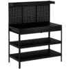 Werkbank Met Verstelbare Planken, Robuuste Werkstation Met Gatenbord En 2 Lades, 122 X 61 X 156 Cm, Zwart