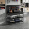 Werkbank Met Verstelbare Planken, Robuuste Werkstation Met Gatenbord En 2 Lades, 122 X 61 X 156 Cm, Zwart