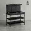 Werkbank Met Verstelbare Planken, Robuuste Werkstation Met Gatenbord En 2 Lades, 122 X 61 X 156 Cm, Zwart