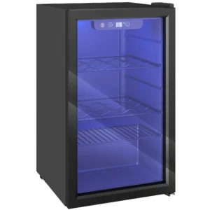 Wijnkoelkast 24 Flessen, 68 Liter Capaciteit, 4 16 °C Vrijstaand Apparaat Voor Dranken, Bier En Wijn Met Glazen Deur, Zwart