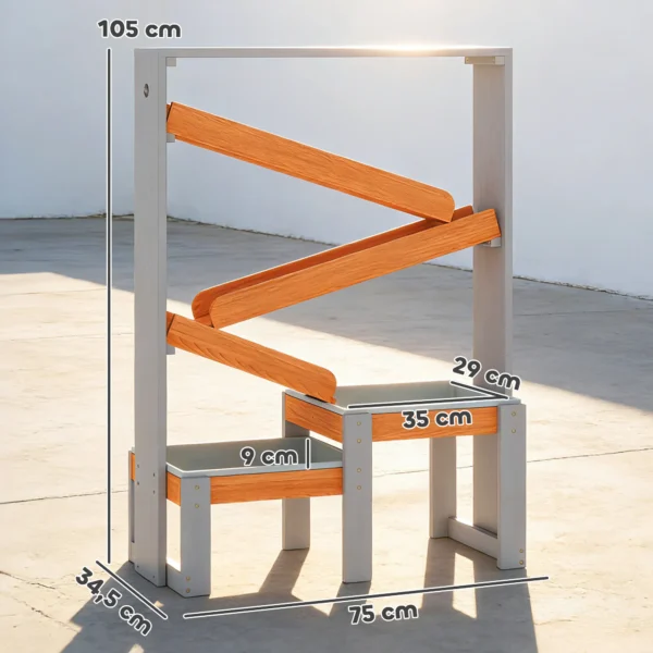 Zand Waterspeeltafel, Houten Watertafel, Moddertafel Met Waterbaan, 2 Bakken Zandtafel Voor Kinderen Van 3 8 Jaar Grijs