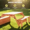 Zandbak Met Dak, Houten Zandkist Met Inklapbare Picknicktafel En Zitbanken Voor Kinderen Van 3 8 Jaar, 184 X 110 X 120 Cm, Bruin