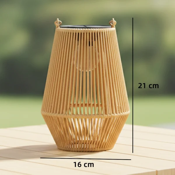Zonne energie Staande Lamp 2 delige Set Rattan Hangende Solarlampen Met Lichtsensor IP44 Waterdichte Solarlamp Voor Tuin Balkon Bruin