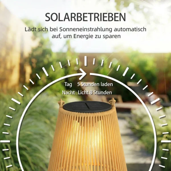 Zonne energie Staande Lamp 2 delige Set Rattan Hangende Solarlampen Met Lichtsensor IP44 Waterdichte Solarlamp Voor Tuin Balkon Bruin