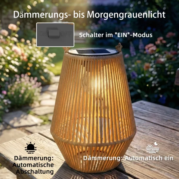 Zonne energie Staande Lamp 2 delige Set Rattan Hangende Solarlampen Met Lichtsensor IP44 Waterdichte Solarlamp Voor Tuin Balkon Bruin