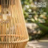 Zonne energie Staande Lamp 2 delige Set Rattan Hangende Solarlampen Met Lichtsensor IP44 Waterdichte Solarlamp Voor Tuin Balkon Bruin
