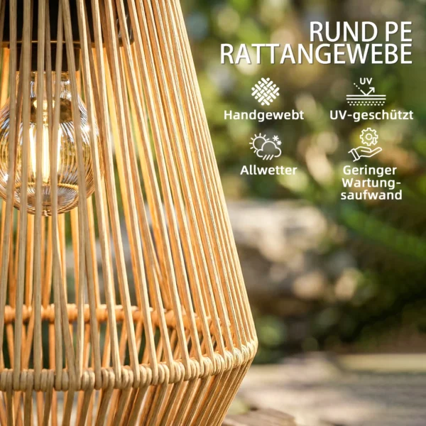 Zonne energie Staande Lamp 2 delige Set Rattan Hangende Solarlampen Met Lichtsensor IP44 Waterdichte Solarlamp Voor Tuin Balkon Bruin