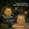 Zonne energie Staande Lamp 2 delige Set Rattan Hangende Solarlampen Met Lichtsensor IP44 Waterdichte Solarlamp Voor Tuin Balkon Bruin