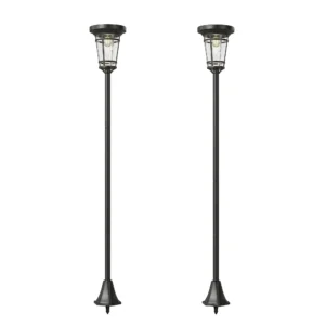 Zonnelantaarn 2 delige Set Staande Lamp 180cm Hoogteverstelbaar Met 2 Helderheidsmodi Lichtsensor Schakelaar, IP44