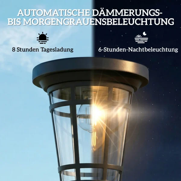 Zonnelantaarn 2 delige Set Staande Lamp 180cm Hoogteverstelbaar Met 2 Helderheidsmodi Lichtsensor Schakelaar, IP44