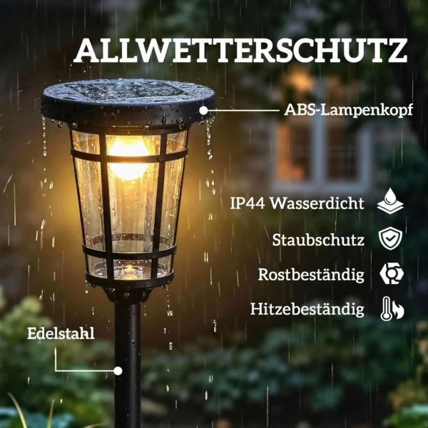 Zonnelantaarn 2 delige Set Staande Lamp 180cm Hoogteverstelbaar Met 2 Helderheidsmodi Lichtsensor Schakelaar, IP44