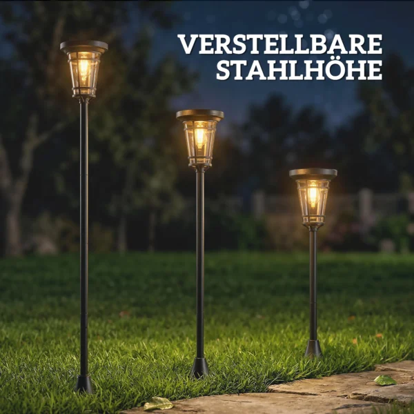Zonnelantaarn 2 delige Set Staande Lamp 180cm Hoogteverstelbaar Met 2 Helderheidsmodi Lichtsensor Schakelaar, IP44