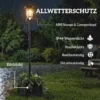Zonnelantaarn Staande Lamp Met Bloempot 195cm Buiten Tuinlantaarn Met 2 Helderheidsniveaus Lichtregeling Schakelaar IP44