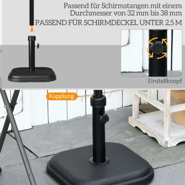 Zonneschermstandaard Van Beton 11kg Vierkante Parasolstandaard Voor Zonnescherm 32 38mm Buisdiameter Zwart