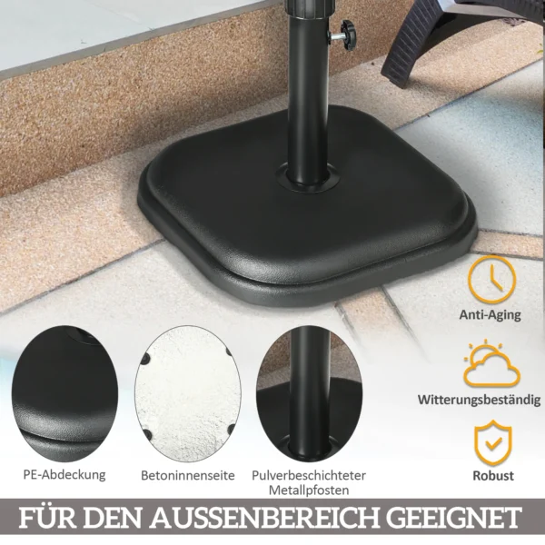 Zonneschermstandaard Van Beton 11kg Vierkante Parasolstandaard Voor Zonnescherm 32 38mm Buisdiameter Zwart