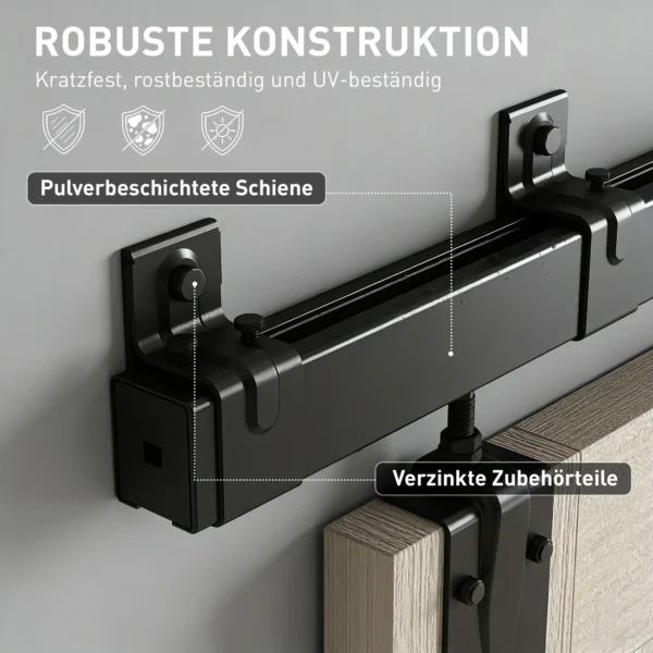 Zwaarlast Schuifdeur Hardware Set 183 Cm Zwart Voor Enkele Deuren