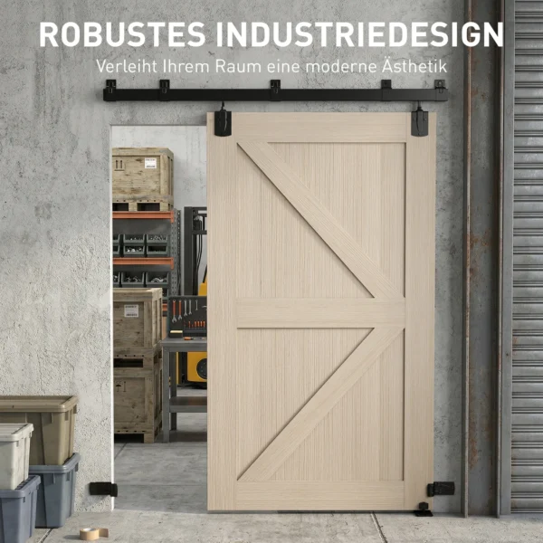 Zwaarlast Schuifdeur Hardware Set 183 Cm Zwart Voor Enkele Deuren