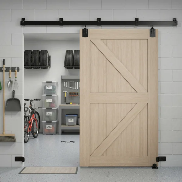 Zwaarlast Schuifdeur Hardware Set 244 Cm Zwart Voor Enkele Deuren