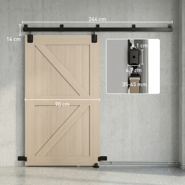 Zwaarlast Schuifdeur Hardware Set 244 Cm Zwart Voor Enkele Deuren