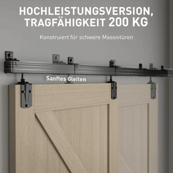 Zwaarlast Schuifdeur Hardware Set 244 Cm Zwart Voor Enkele Deuren
