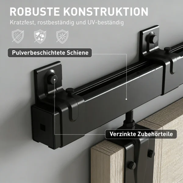 Zwaarlast Schuifdeur Hardware Set 244 Cm Zwart Voor Enkele Deuren