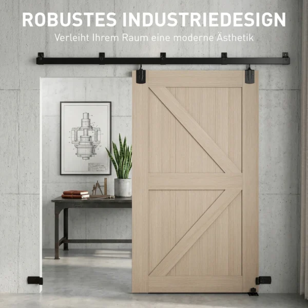Zwaarlast Schuifdeur Hardware Set 244 Cm Zwart Voor Enkele Deuren