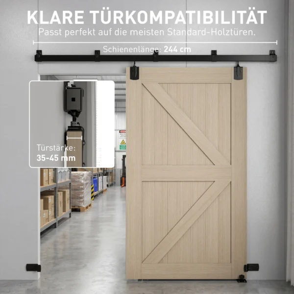 Zwaarlast Schuifdeur Hardware Set 244 Cm Zwart Voor Enkele Deuren