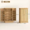 104 Cm Rotan Keukenkast Met 5 laags Plank, 12 Kruidenvakken En Verstelbare Planken, Natuur
