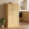 104 Cm Rotan Keukenkast Met 5 laags Plank, 12 Kruidenvakken En Verstelbare Planken, Natuur
