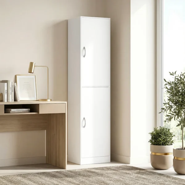 180 Cm Hoog Boekenrek, Modern 5 laags Rek Met Verstelbare Planken, Vrijstaande Opbergkast, Wit
