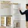 180 Cm Hoog Boekenrek, Modern 5 laags Rek Met Verstelbare Planken, Vrijstaande Opbergkast, Wit