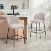 2 delige Set Barkrukken Met Rugleuning En Voetensteun, Gestoffeerde Stoelen Met Stalen Poten Voor Keukeneiland, Eetkamer, Lichtgrijs