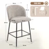 2 delige Set Barkrukken Met Rugleuning En Voetensteun, Gestoffeerde Stoelen Met Stalen Poten Voor Keukeneiland, Eetkamer, Lichtgrijs