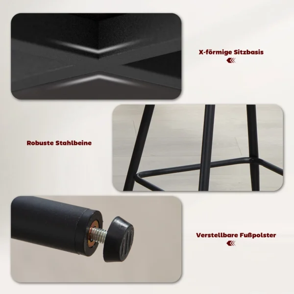 2 delige Set Barkrukken Met Rugleuning En Voetensteun, Gestoffeerde Stoelen Met Stalen Poten Voor Keukeneiland, Eetkamer, Lichtgrijs