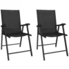 2 delige Set Opklapbare Tuinstoel Met Hoge Rugleuning Armleuning Staal Texteline 58 X 62 X 97 Cm Zwart