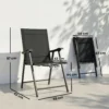 2 delige Set Opklapbare Tuinstoel Met Hoge Rugleuning Armleuning Staal Texteline 58 X 62 X 97 Cm Zwart