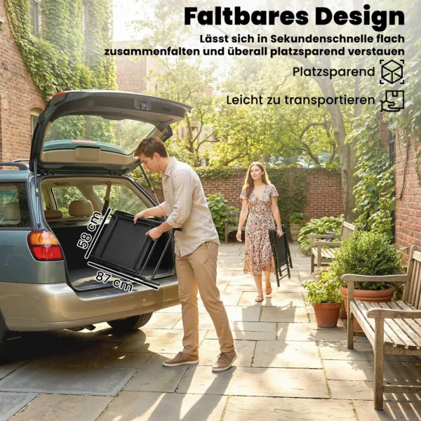 2 delige Set Opklapbare Tuinstoel Met Hoge Rugleuning Armleuning Staal Texteline 58 X 62 X 97 Cm Zwart