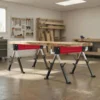 2 delige Set Werkbank Tot 1160 Kg Inklapbaar Zaagbok 7 voudig In Hoogte Verstelbaar 64 81 Cm Steigerbok Van Metaal Met Handvat Rood