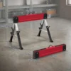 2 delige Set Werkbank Tot 1160 Kg Inklapbaar Zaagbok 7 voudig In Hoogte Verstelbaar 64 81 Cm Steigerbok Van Metaal Met Handvat Rood