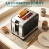 2 Sneetjes Broodrooster Met 7 Bruiningsniveaus, Opwarm /Ontdooi /Annuleerfuncties, Verwarmingsrek, 930 W