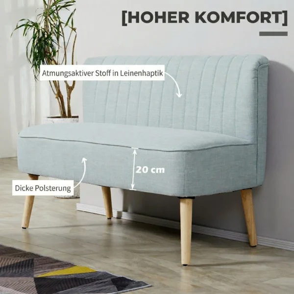 2 zits Bank, Zachte Bekleding, Onderhoudsvriendelijke Hoes, Tot 220 Kg, 117 X 56,5 X 77 Cm, Lichtgroen