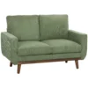2 zitsbank, 134 Cm Corduroy Bank Met Pocketveren, Dikke Rugleuning, Houten Latten Accent, Groen